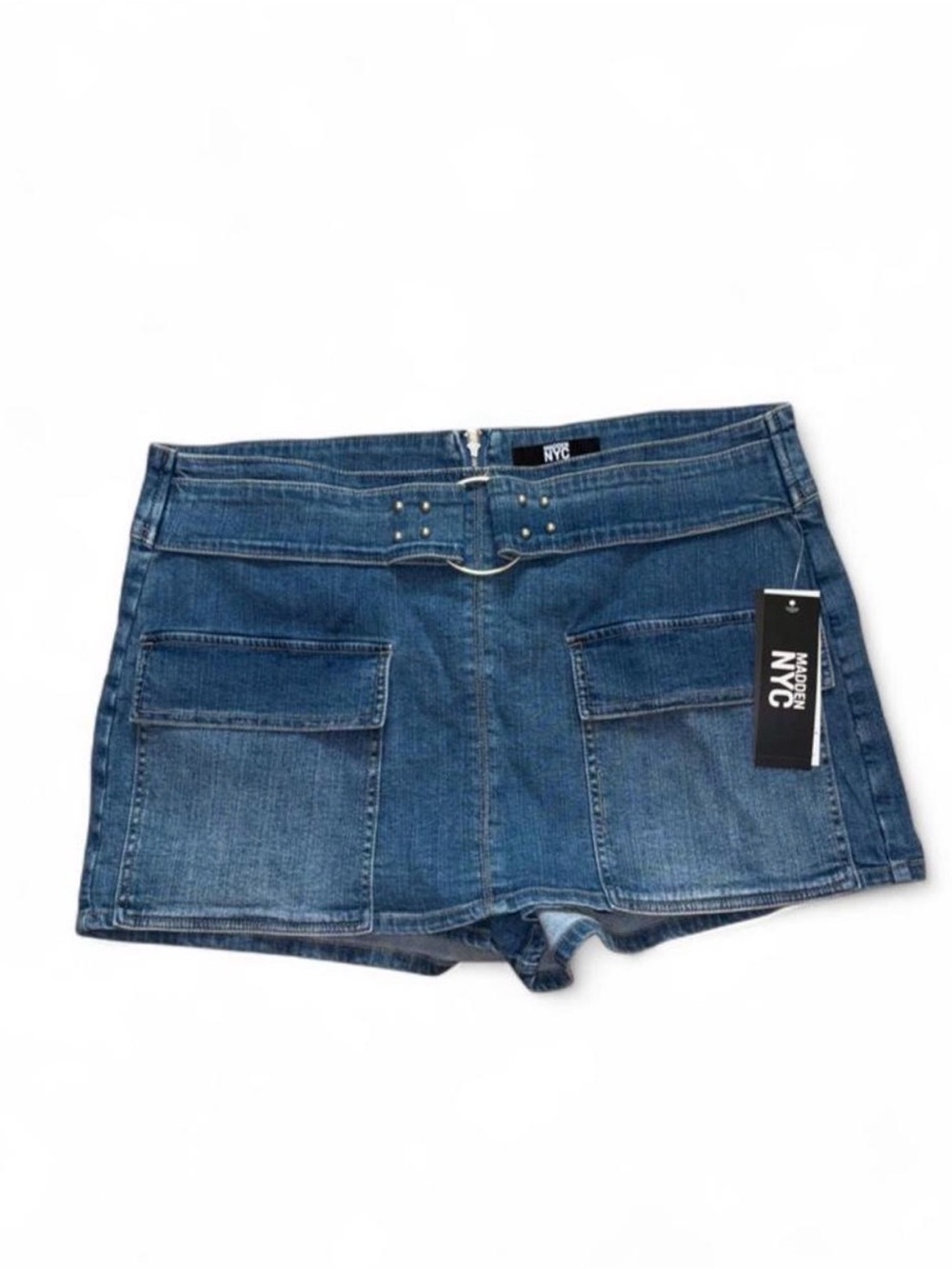 NYC Denim Blue Women's Pocket Jean Shorts with Belt Detail